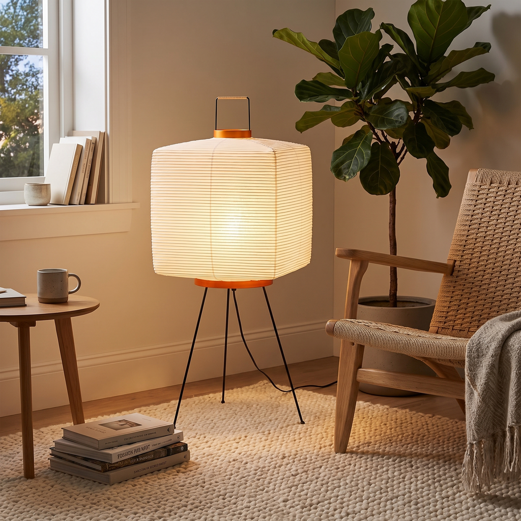 Modern Vertical Rice Paper Floor Lamp