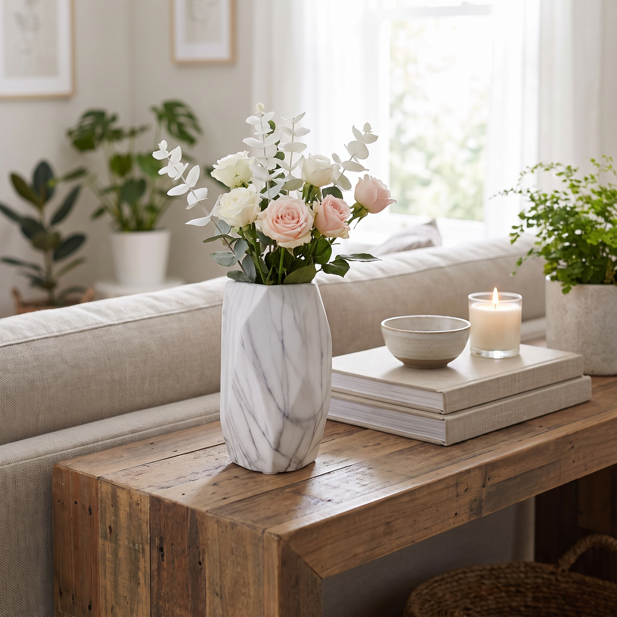Geometric Stone Pattern Ceramic Flower Vase