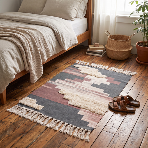 Nordic Cotton Linen Tufted Area Rug