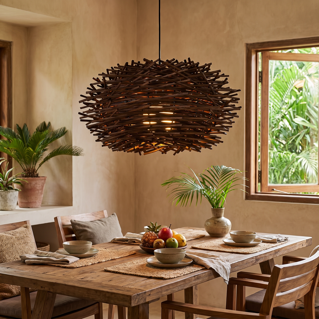 Southeast Asian Rattan Pendant Light