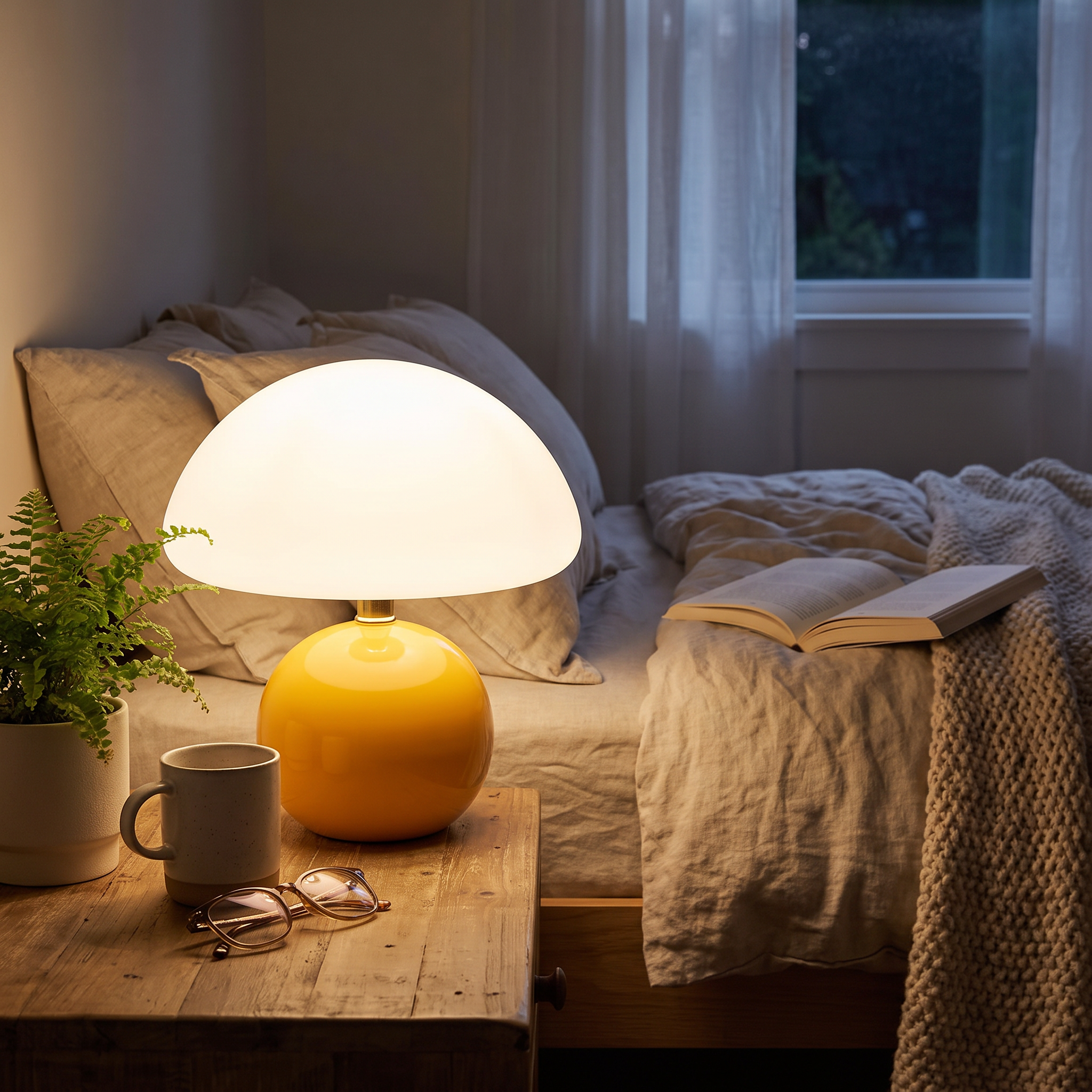 Mushroom Frosted Bedside Table Lamp