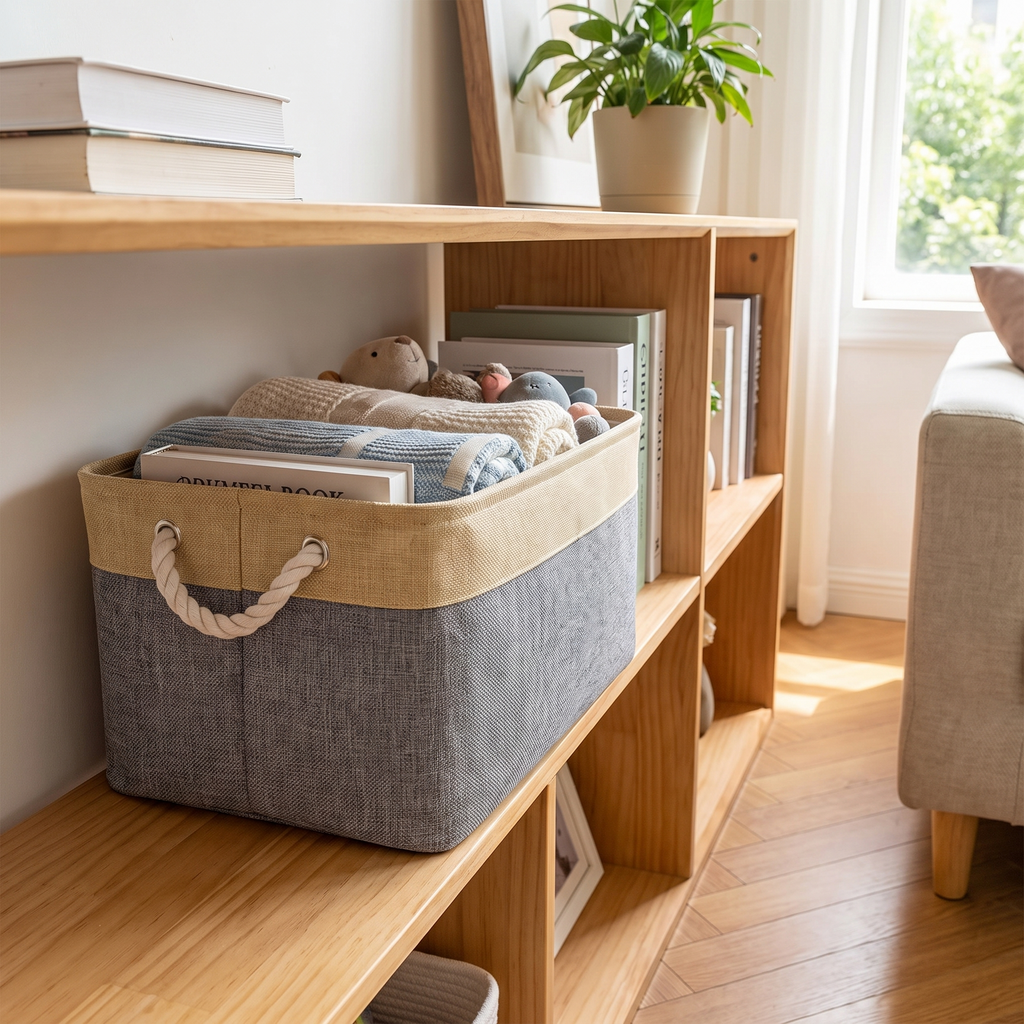 Collapsible Linen Fabric Storage Bin