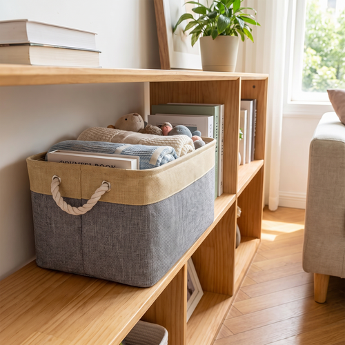 Collapsible Linen Fabric Storage Bin