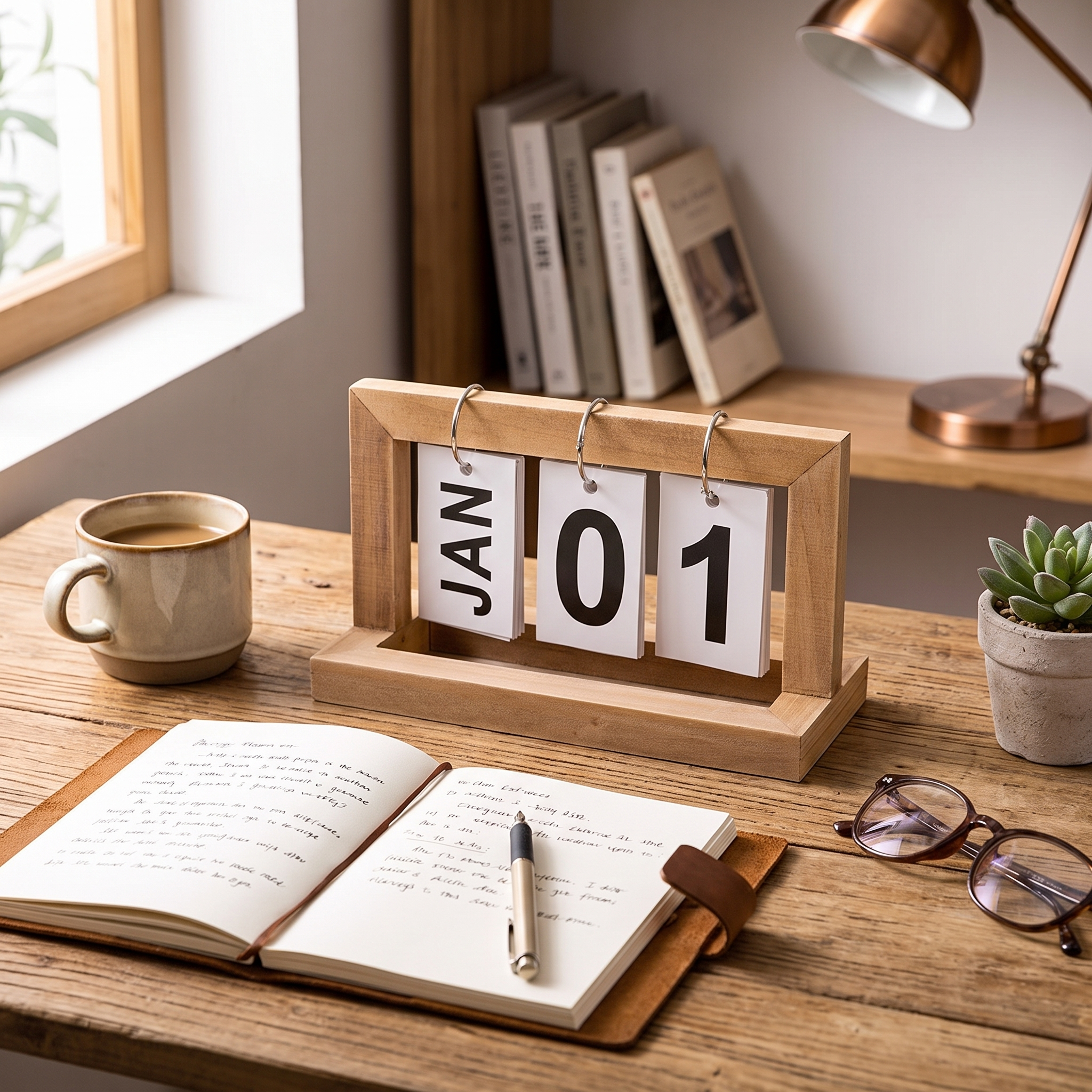 Wooden Page-Turning Perpetual Calendar