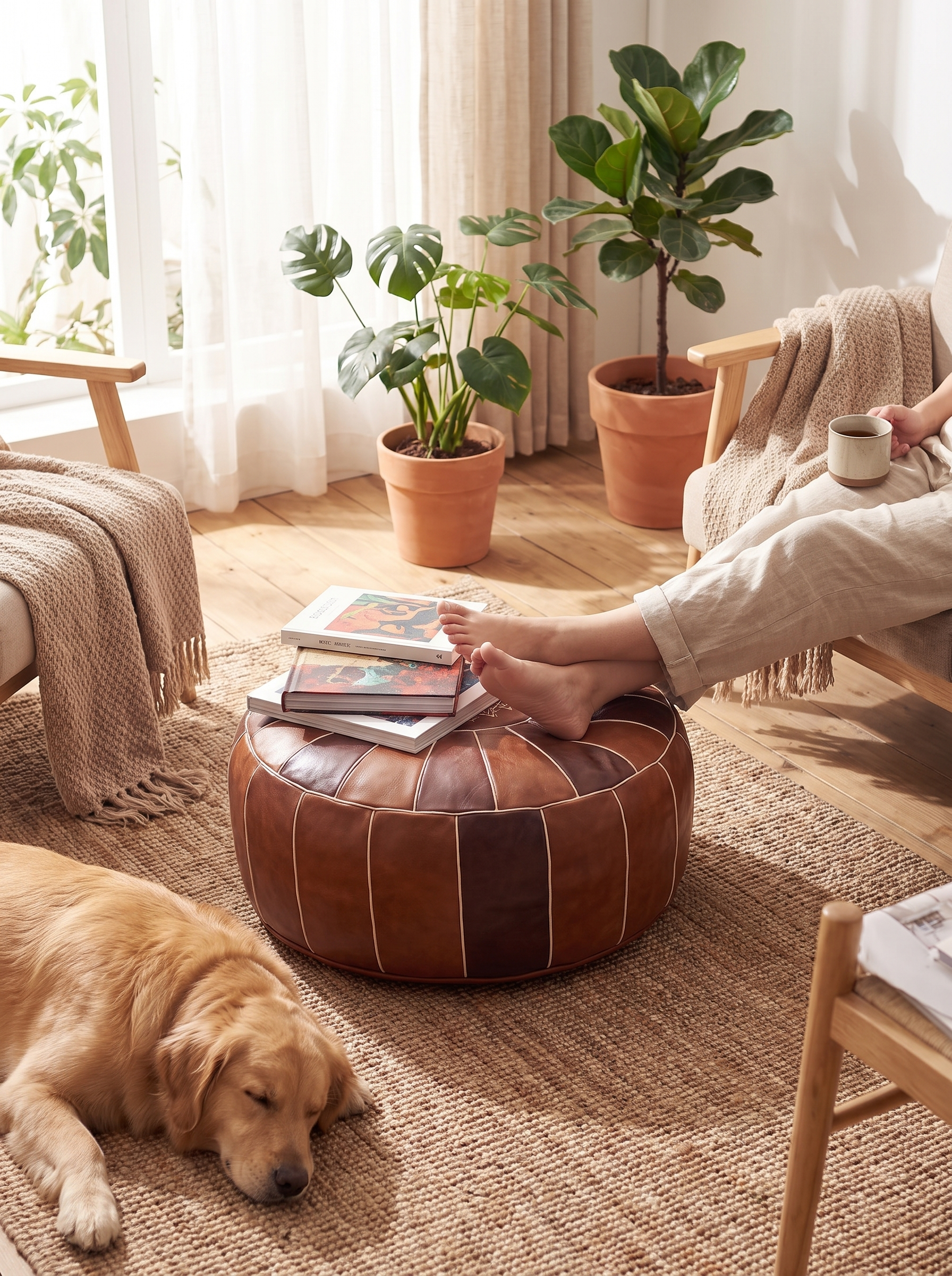 Moroccan Leather Pouf - More Useful Than You Expect