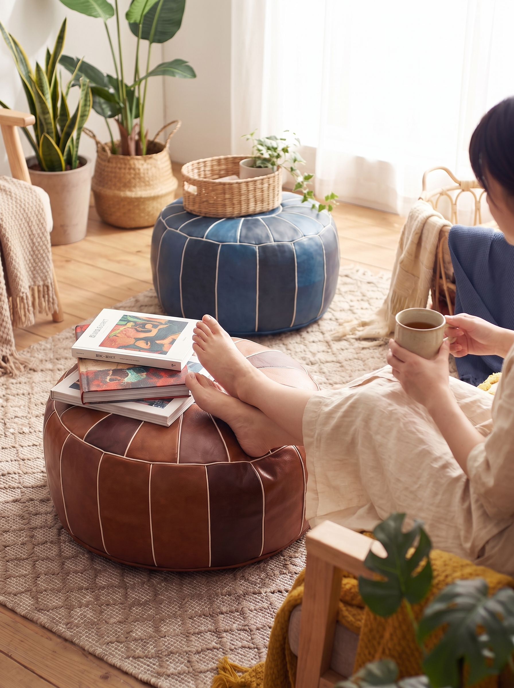 Moroccan Leather Pouf - A Spot To Sink Into