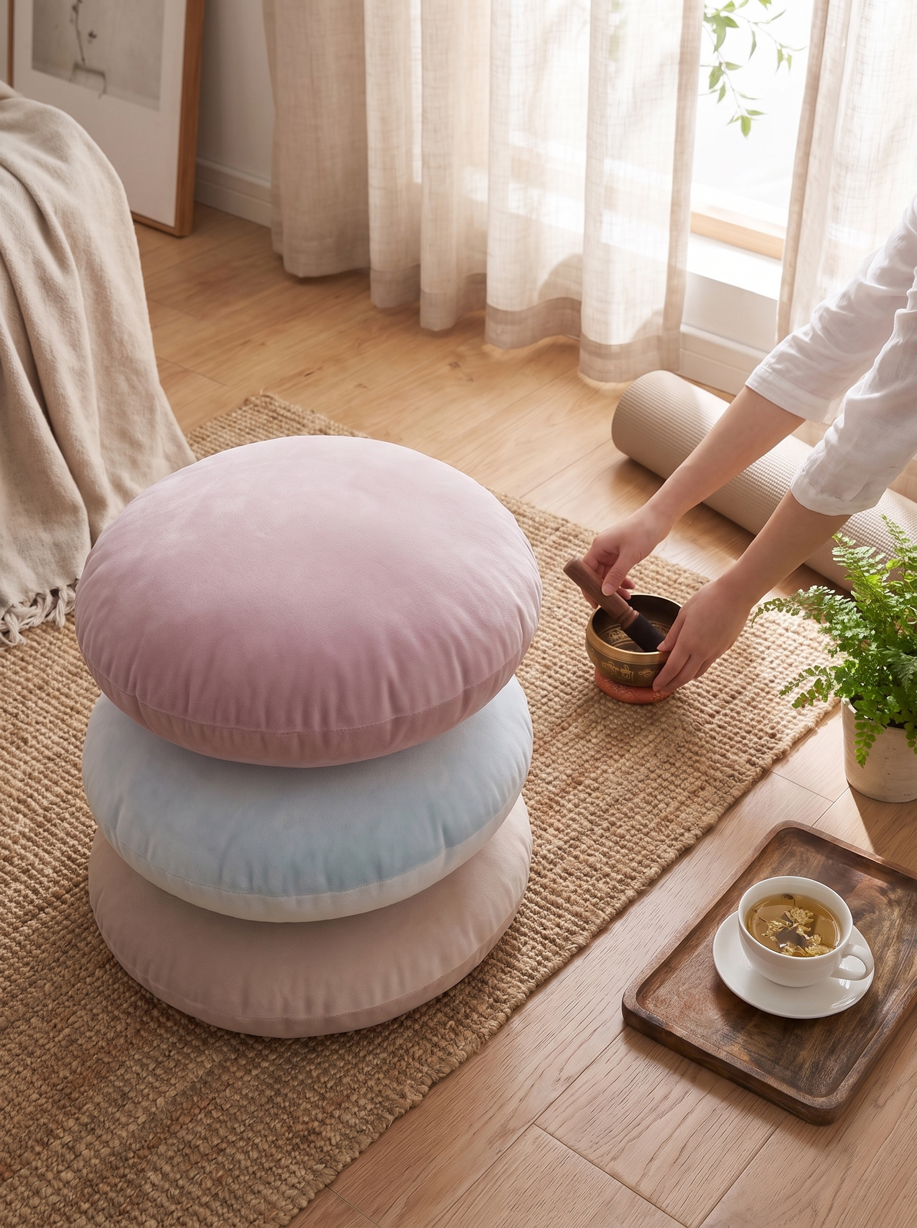 Velvet Meditation Cushion - Soft Underhand, Steady Underneath