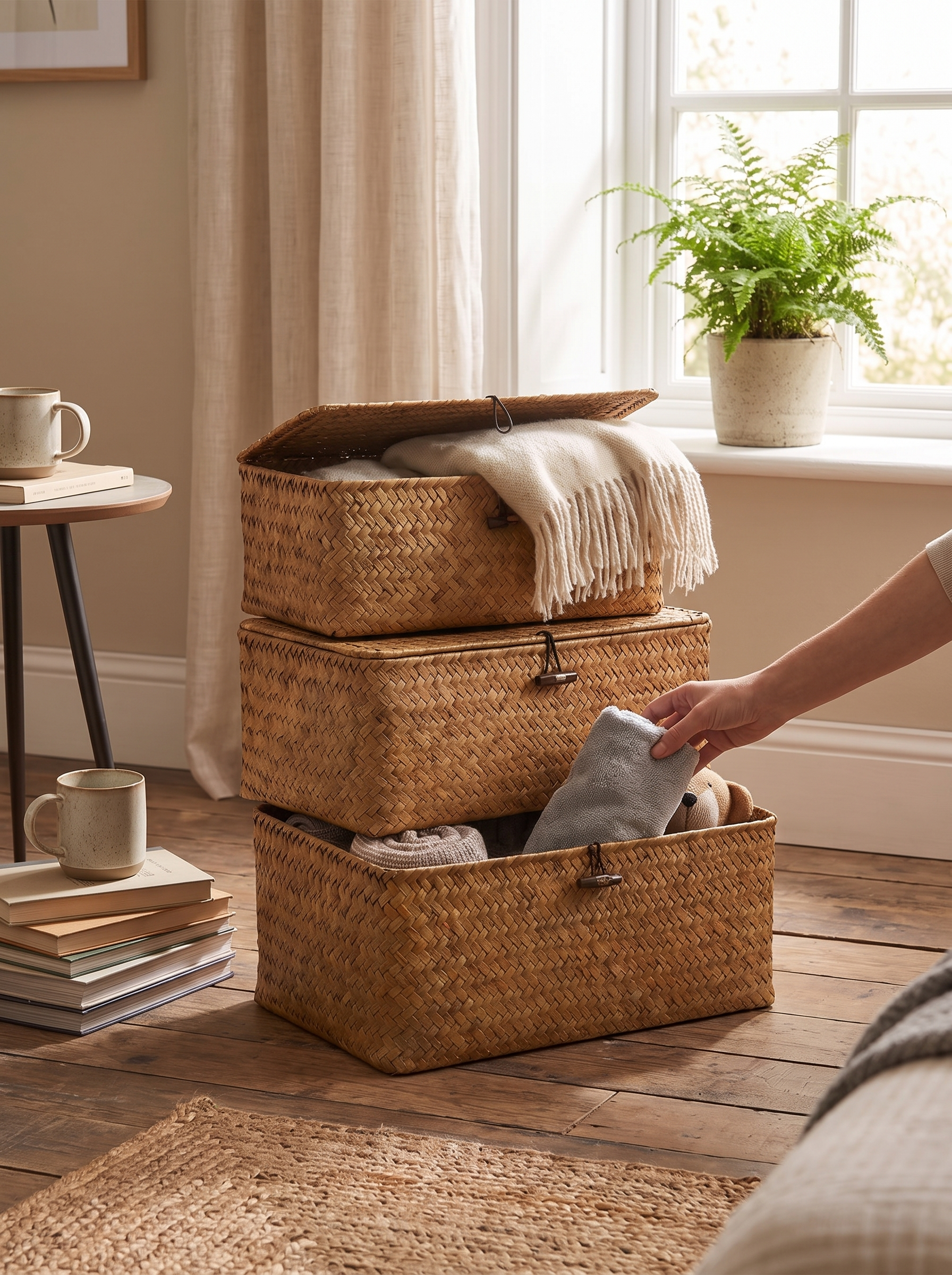 Seagrass Storage Box with Lid - Handcrafted Character