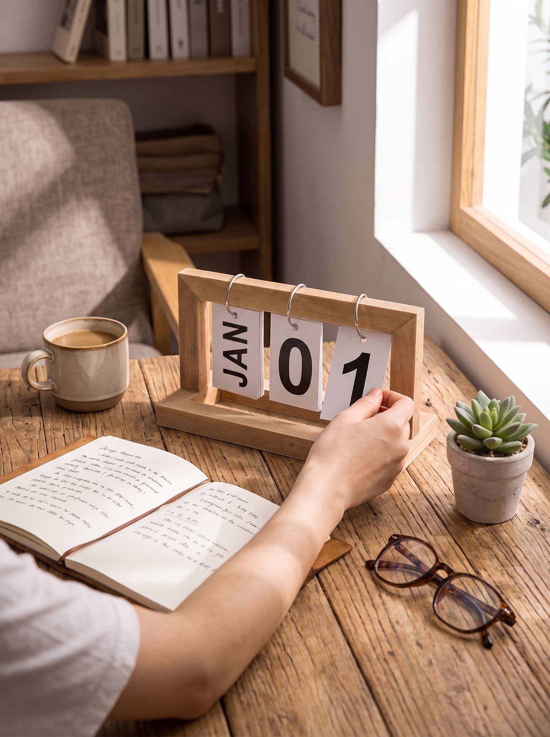 Wooden Perpetual Calendar - A Natural Desk Accent