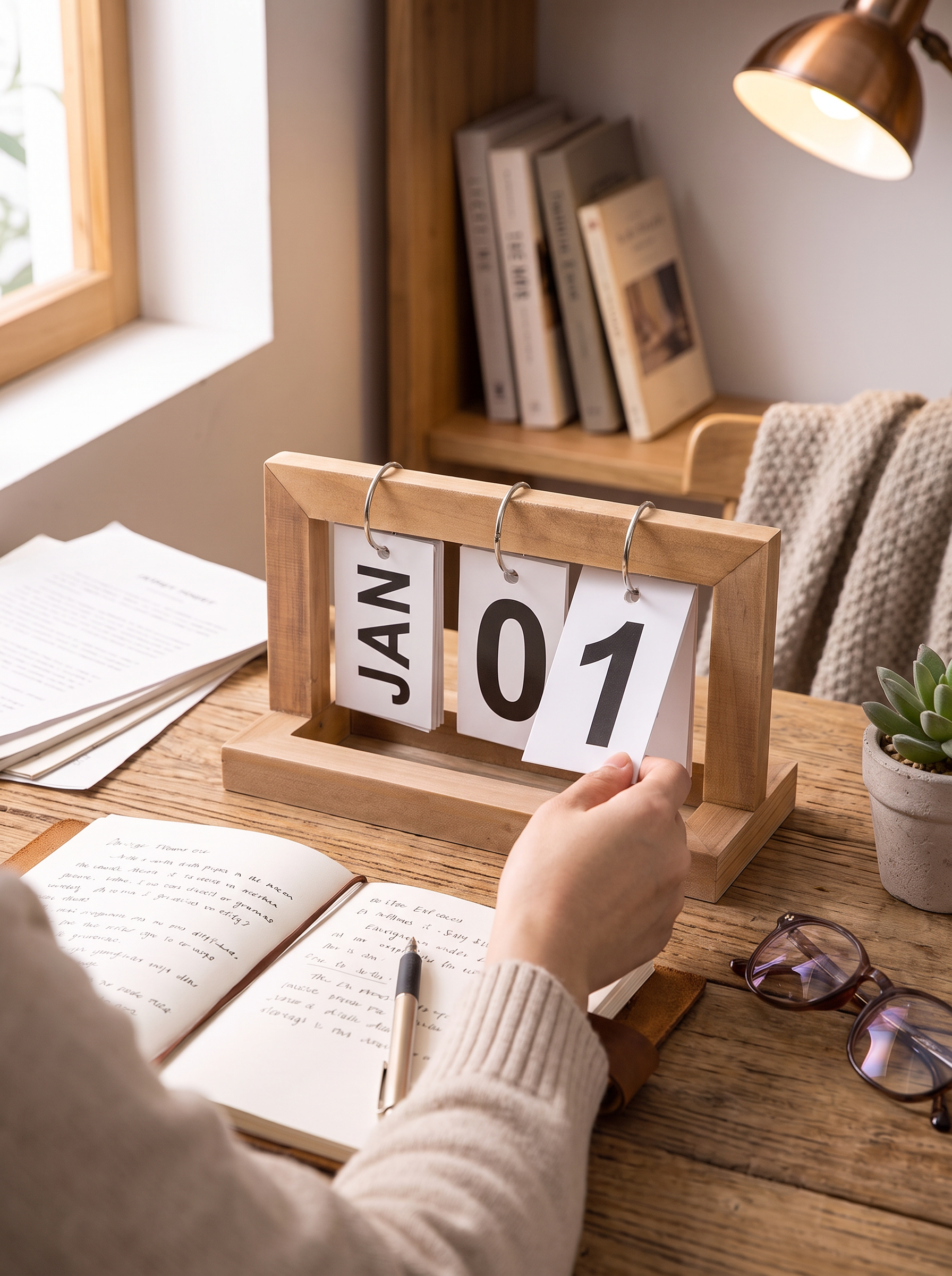 Wooden Perpetual Calendar - Turn It By Hand