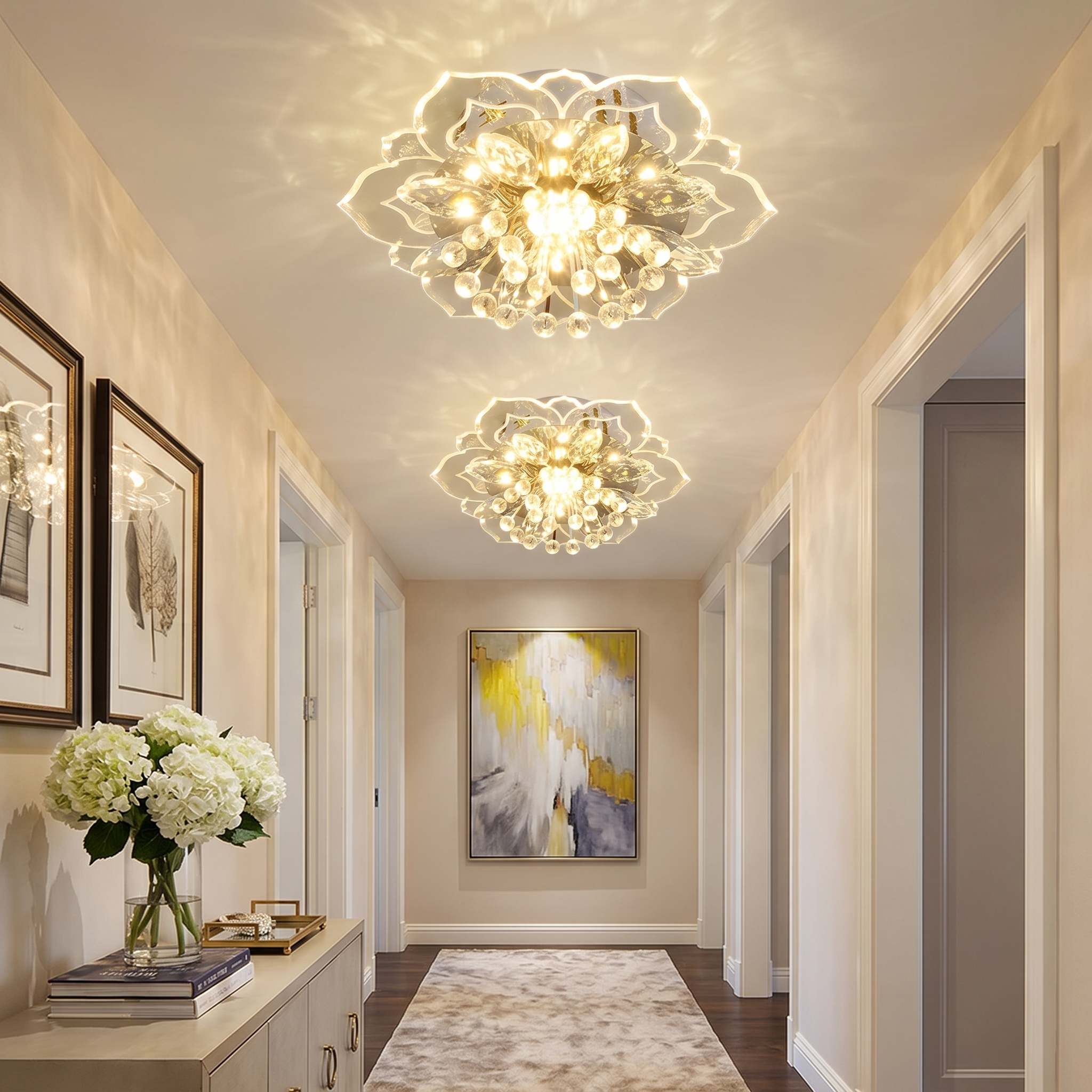 Gold Crystal Ceiling Light