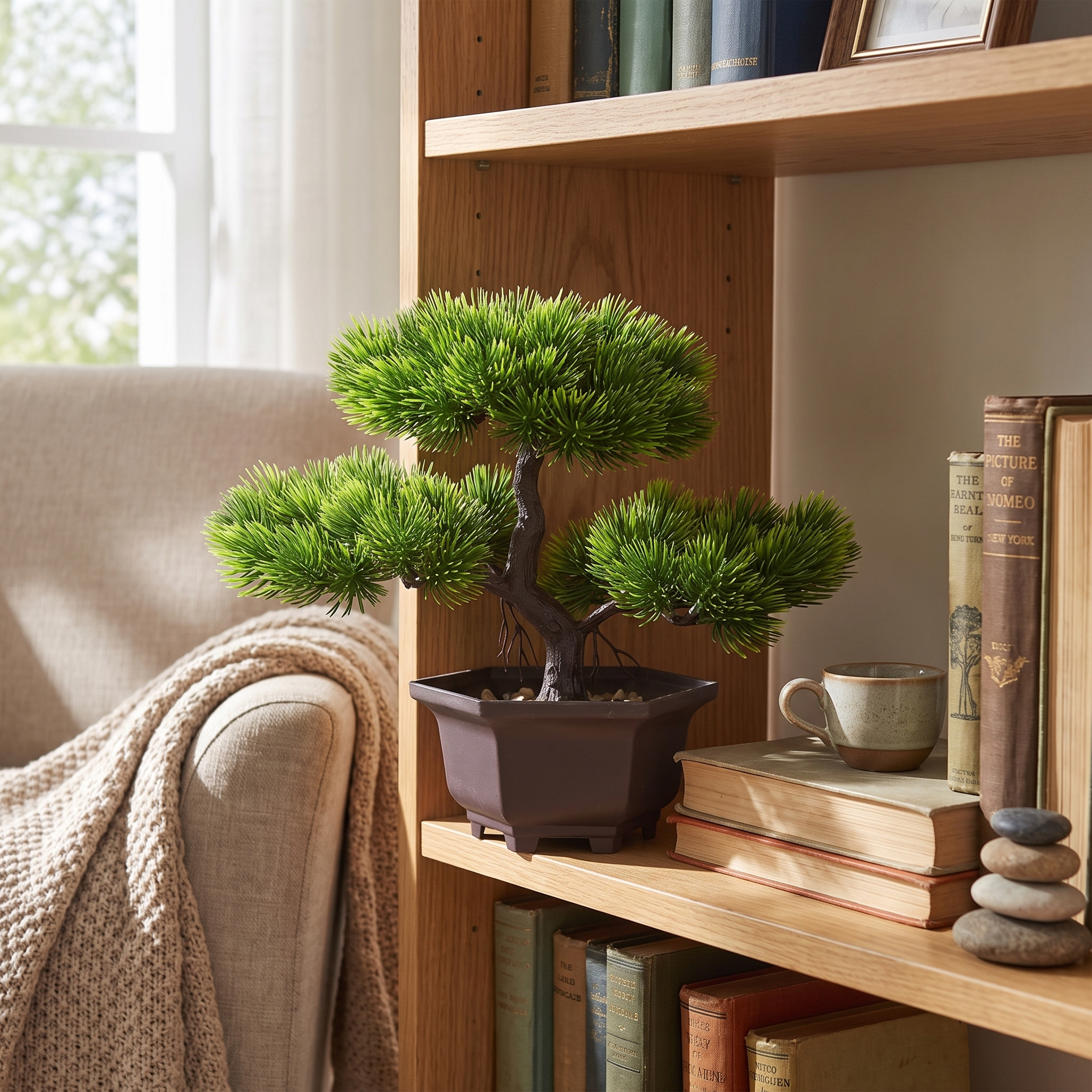 Bonsai Decoration with Artificial Pine Tree