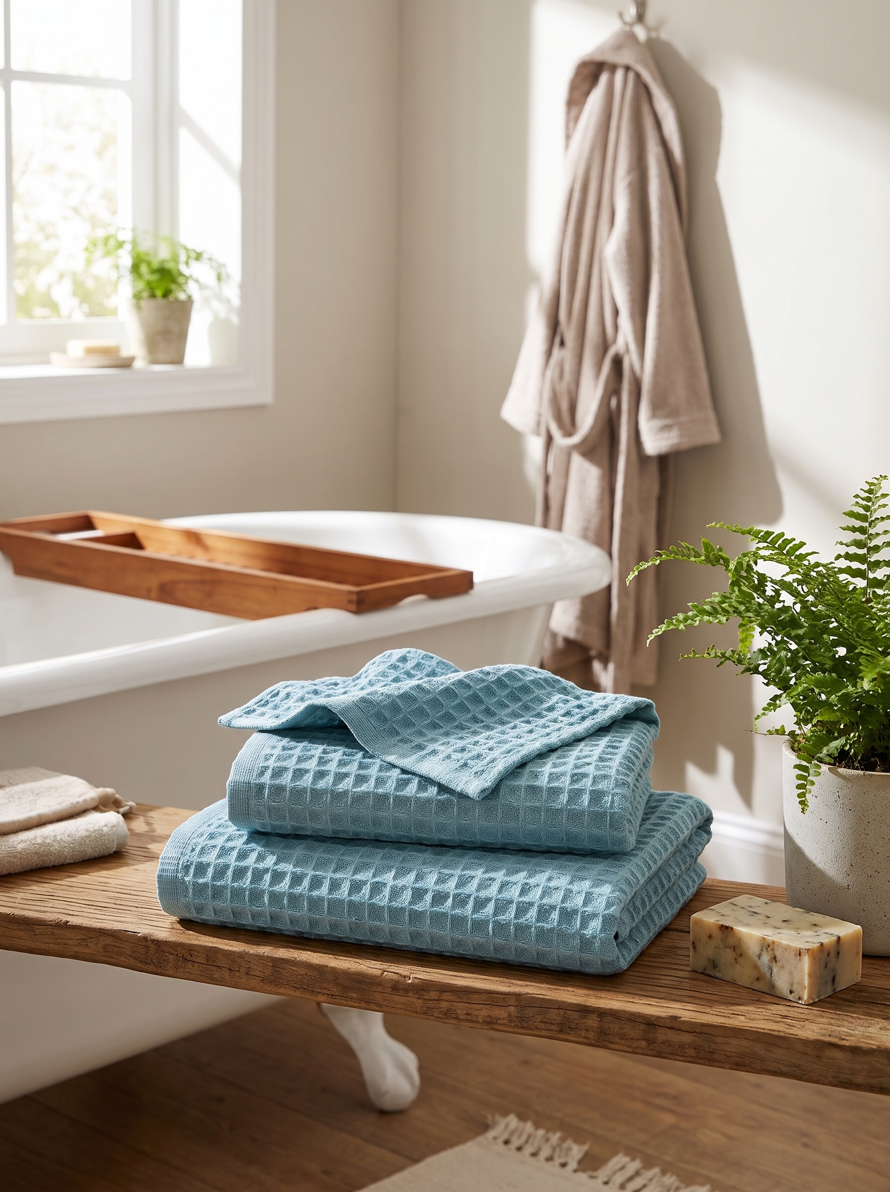 Cotton Waffle Bath Towel lifestyle scene 2