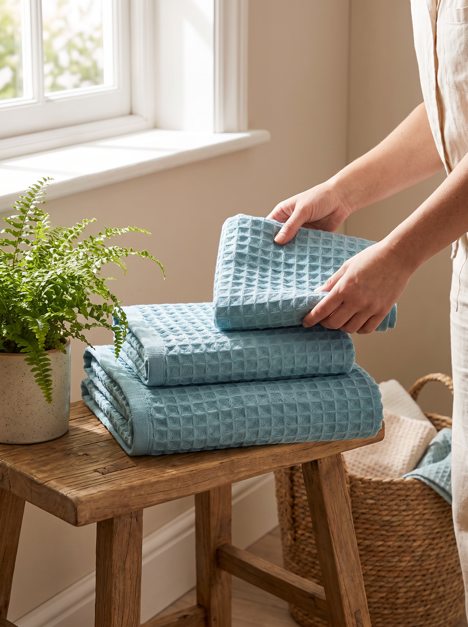 Cotton Waffle Bath Towel lifestyle scene 3