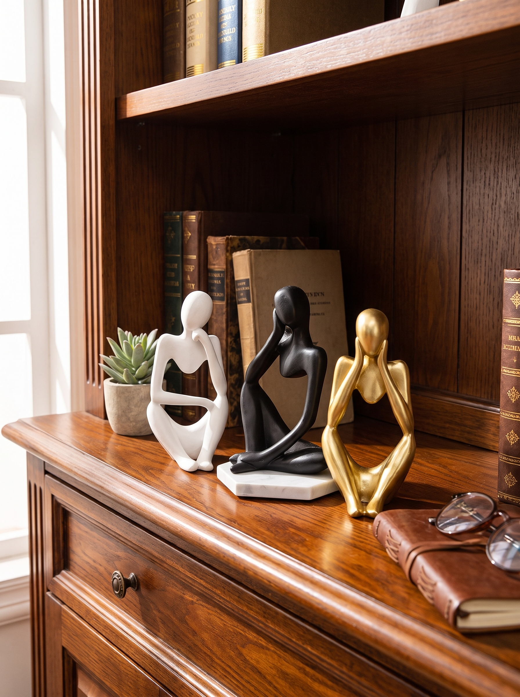 Abstract Thinker Resin Sculpture lifestyle scene 2