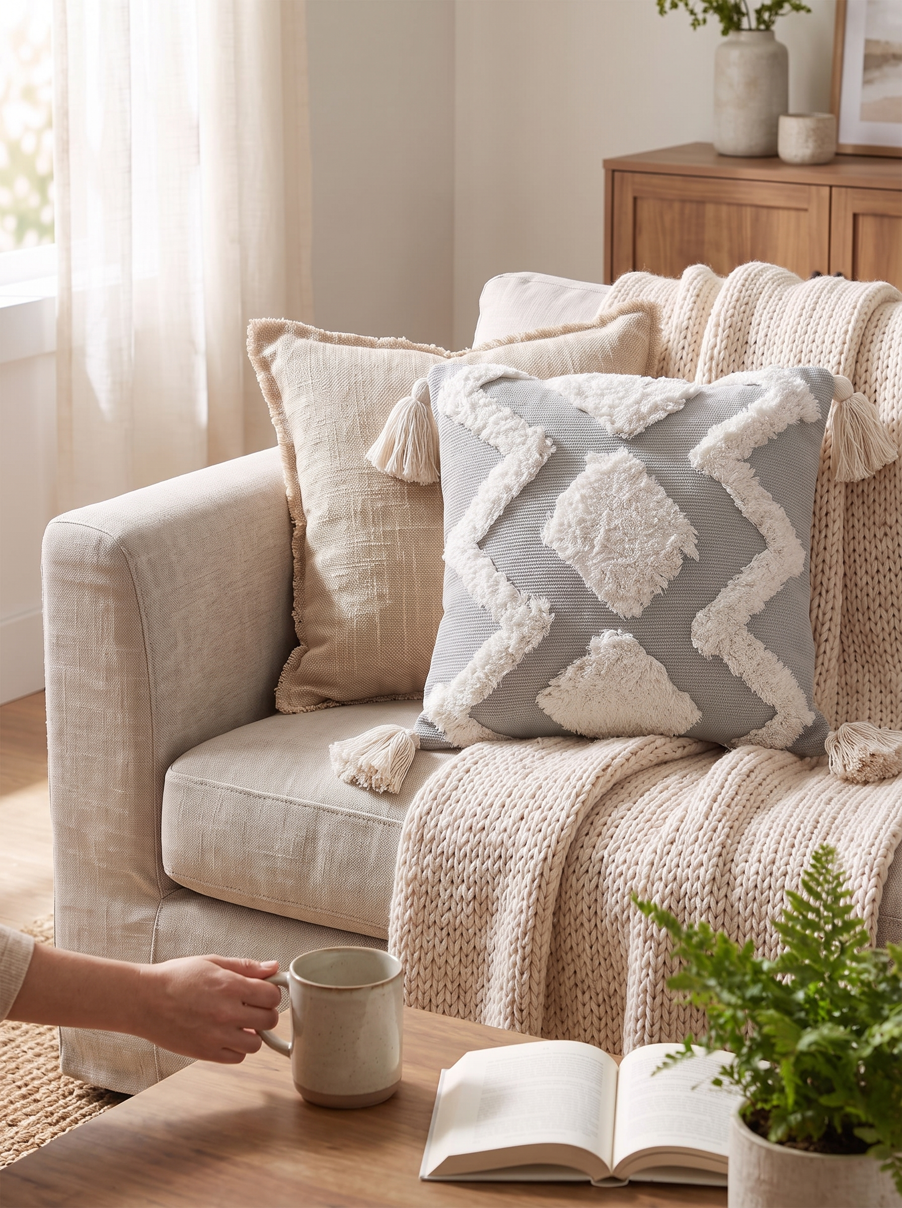 Tufted Shell Cushion Cover - Handmade Character