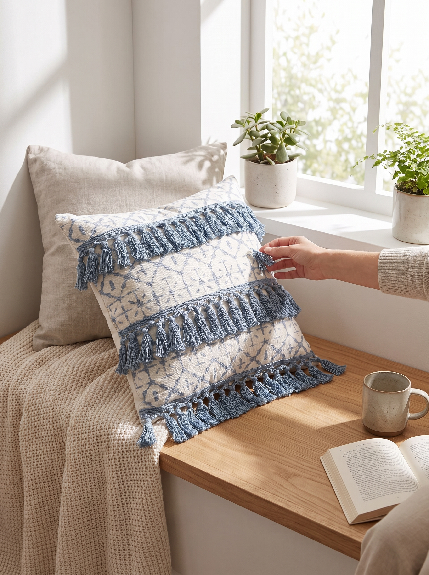 Tasseled Tufted Cushion Cover - Handmade Boho Charm