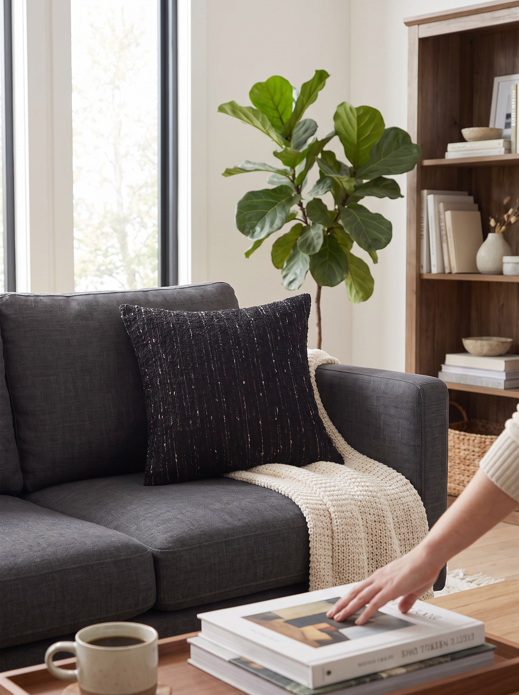 Black Bouclé Cushion Cover - Ready For Everyday Use