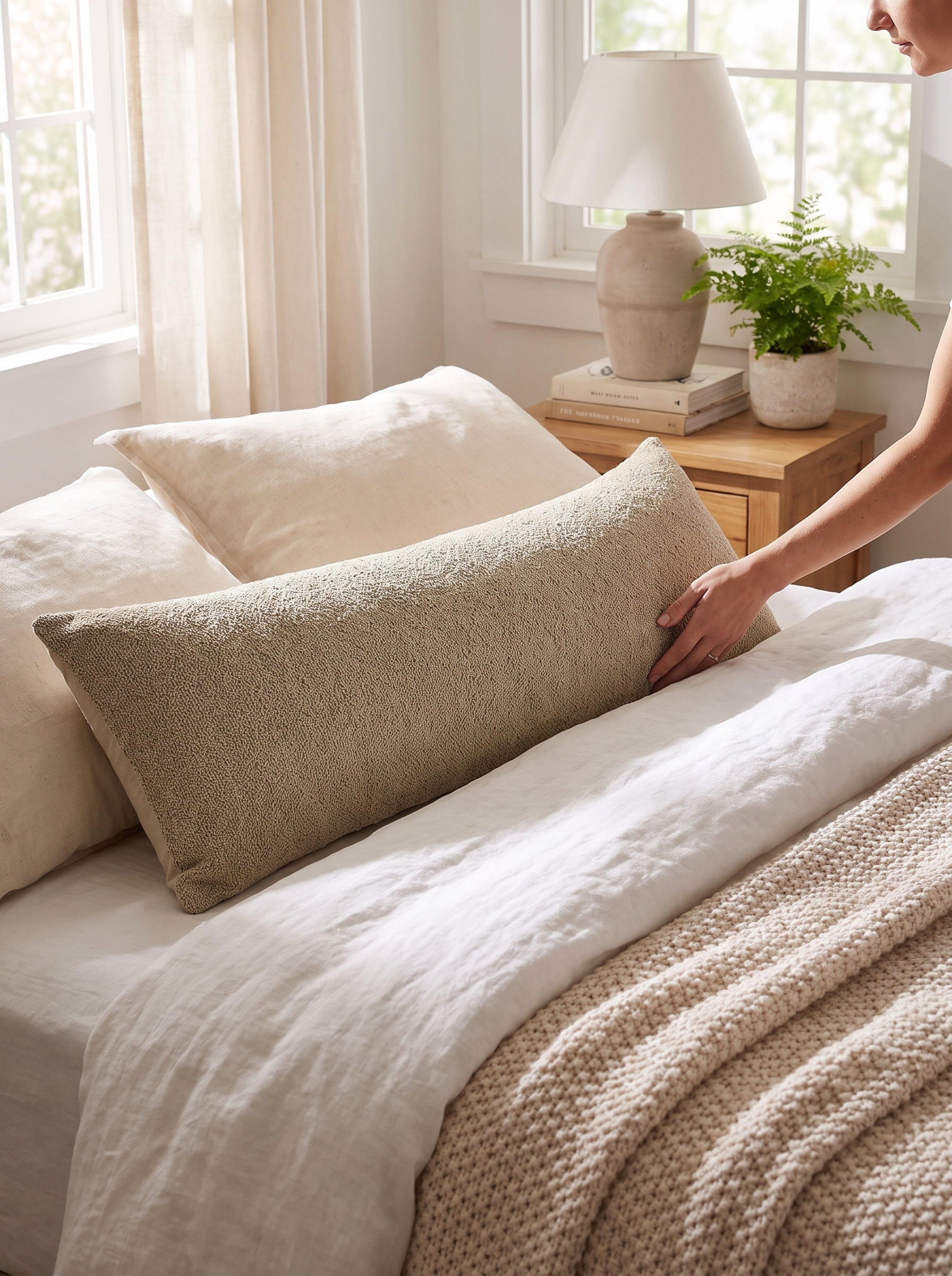 Cream Bouclé Lumbar Cover - Honest, Natural Texture